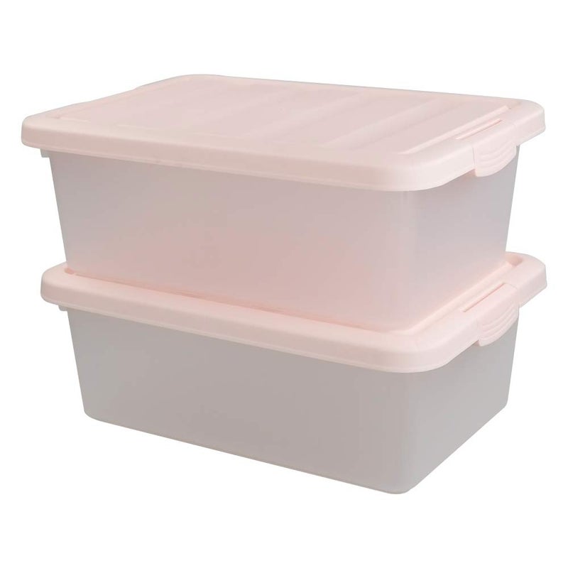 Ucake 14 Quart Plastic Storage Boxes with Pink Lids, 2 Packs - Image 1